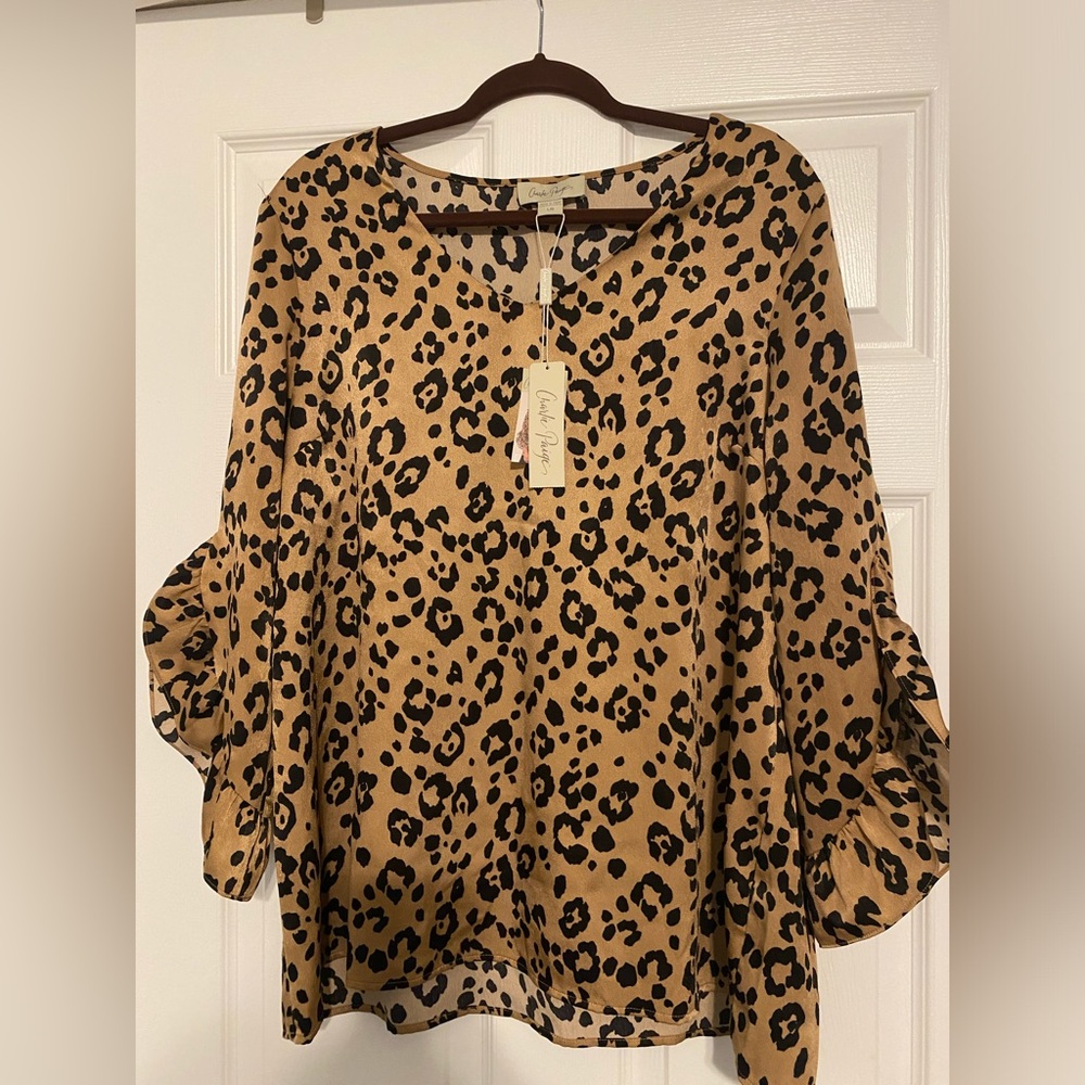 CHRISTIAN PAIGE Cheetah Print Blouse